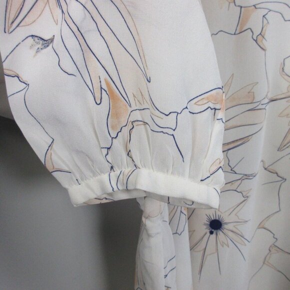 Club Monaco Silk Blouse Top Women S Off White Balloon Sleeve Elegant Chic 82 - Picture 5 of 8